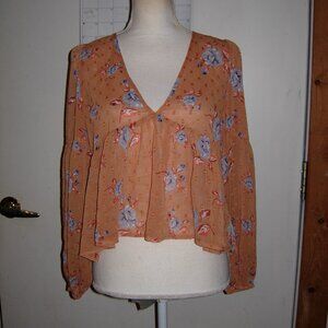 Forever 21 Sheer Baby Doll Peplum BOHO Style Top S